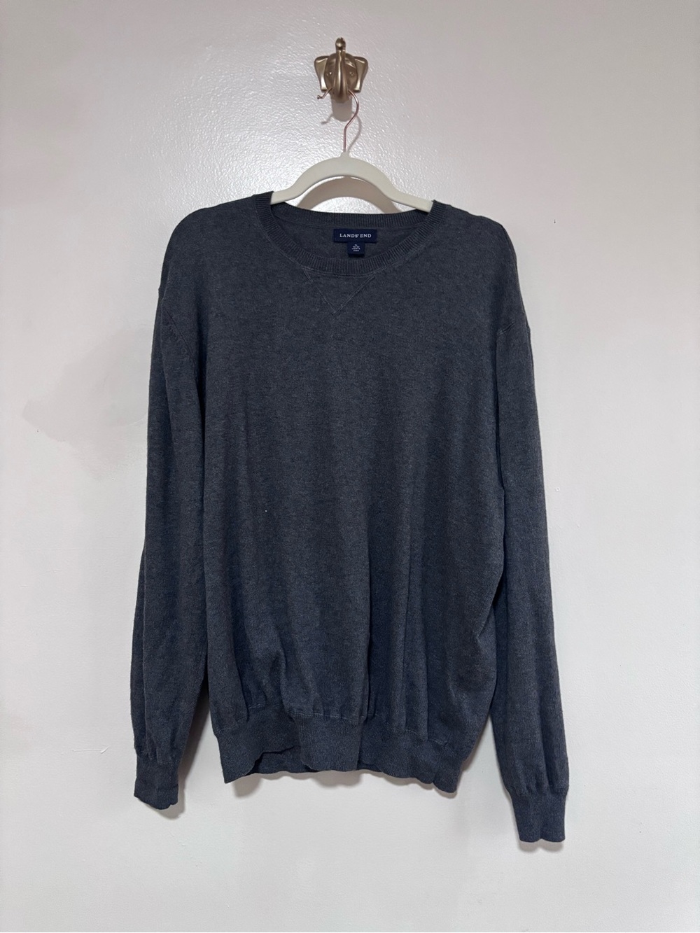 Lands' End Cotton Cashmere Blend Men's Crewneck Sweater Preppy Classic XL